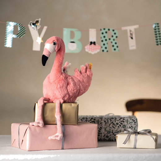 Soft Cuddly Friends Jill the Flamingo by Steiff is crafted out of soft plush.