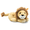 Steiff's Soft Cuddly Friends Liam the Lion 26 cm is made out of soft plush with a bean bag and synthetic plush filling with safety eyes and an embroidered mouth.