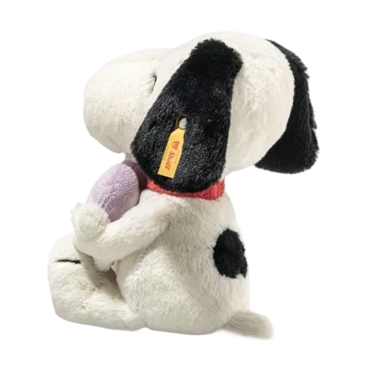 This Soft Cuddly Friends Snoopy Heartbreakers Club 22cm by Steiff is made with soft plush and a mix of synthetic stuffing with a beanbag centre to keep Snoopy weighted down.