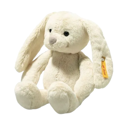 Steiff's Soft Cuddly Friends Yellow Tilda Rabbit has long floppy ears that make her a good listener.