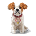 Steiff's St. Bernard 1934 Replica, 10 cm is made out of a mohair and cotton blend with wood shavings for the stuffing.