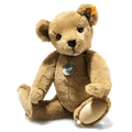 Steiff's Teddies for Tomorrow Lio the Brown Bear is made of soft linen plush derived from recycled PET bottles.