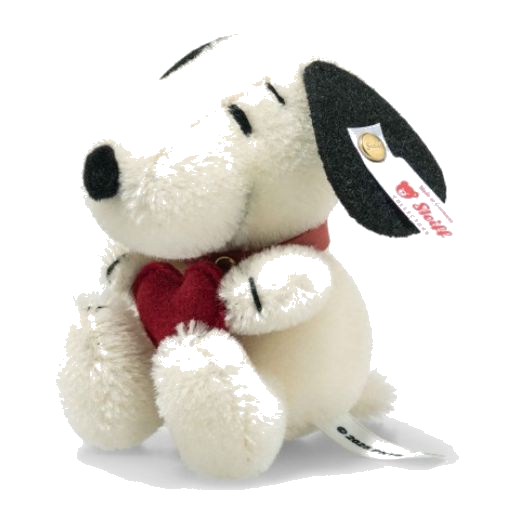 This x Peanuts Snoopy Miniature With Heart by Steiff has embroidered eyes with a cute button nose to add the characteristics and make him come to life.