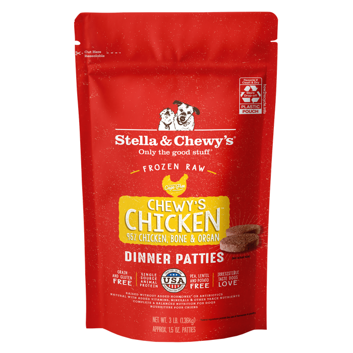 Stella & Chewy's Frozen Raw Dinner Patties for Dogs - Chewy's Chicken - 3 lb.