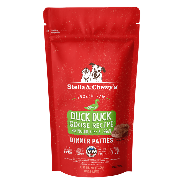 Stella & Chewy's Frozen Raw Dinner Patties for Dogs - Duck Duck Goose Recipe - 6 lb.