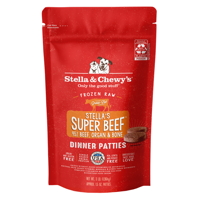 Stella & Chewy's Frozen Raw Dinner Patties for Dogs - Stella's Super Beef - 3 lb.