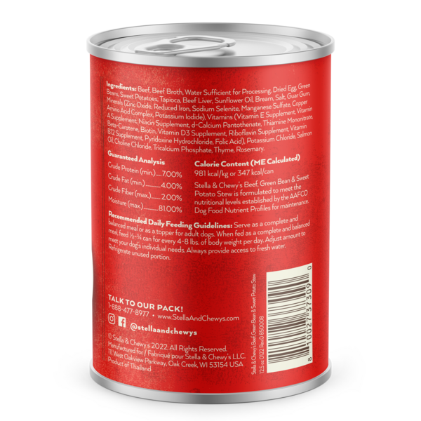 Stella & Chewy's Gourmet Stew - Beef, Green Bean & Sweet Potato Stew - 12.5 oz. Can