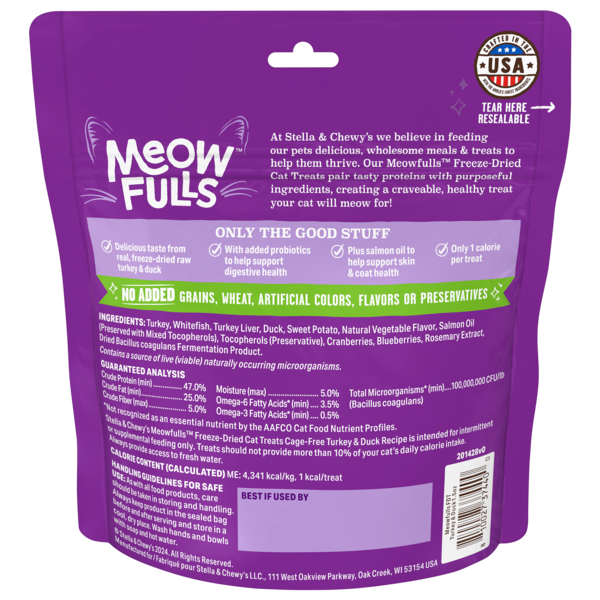 Stella & Chewy's Meowfulls Freeze Dried Cat Treats Turkey & Duck Recipe - 1.5oz