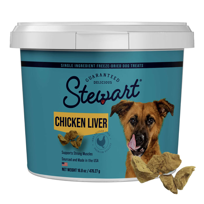 Stewart Chicken Liver Single Ingredient Freeze-Dried Dog Treats 16.8 oz Tub