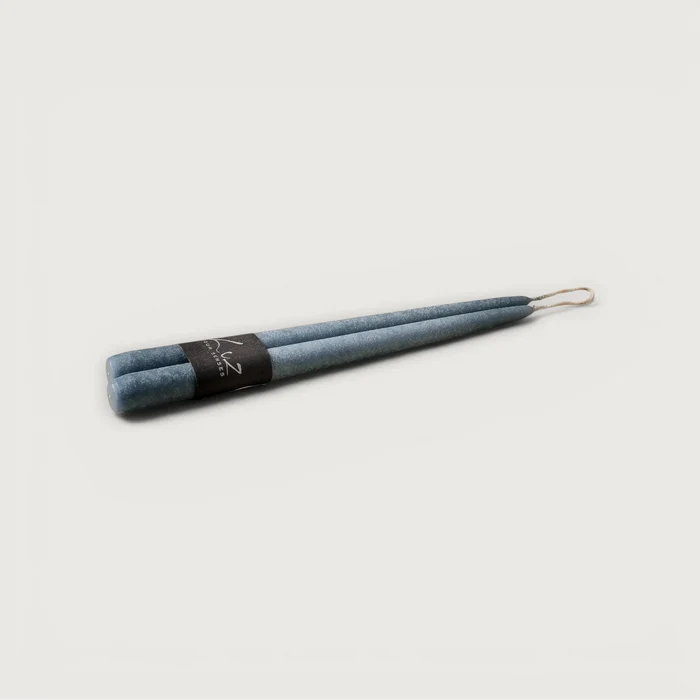Taper Candle Pair - Suede Denim 30x2.2cm