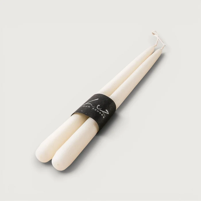 Taper Candle Pair - Suede Ivory 30x2.2cm