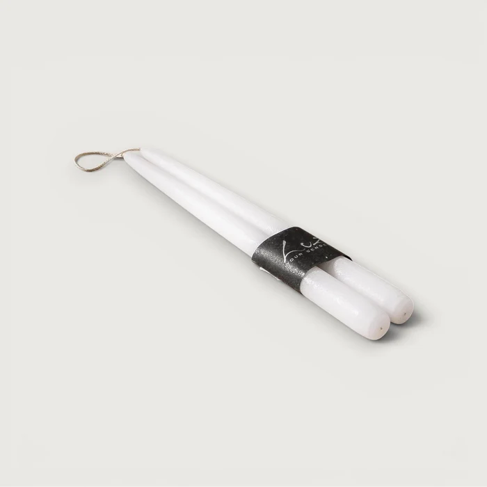 Taper Candle Pair - Suede White 30x2.2cm