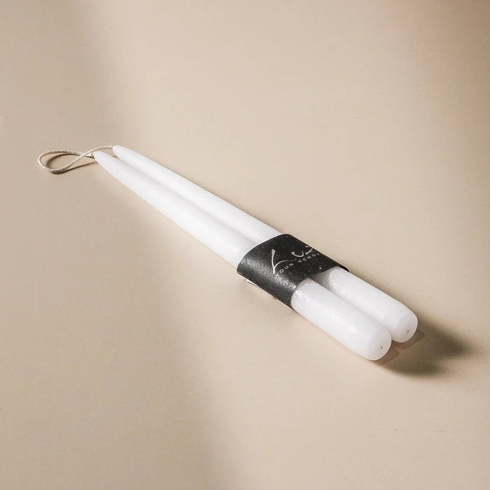 Taper Candle Pair - Suede White 30x2.2cm - Few and Far - Candles