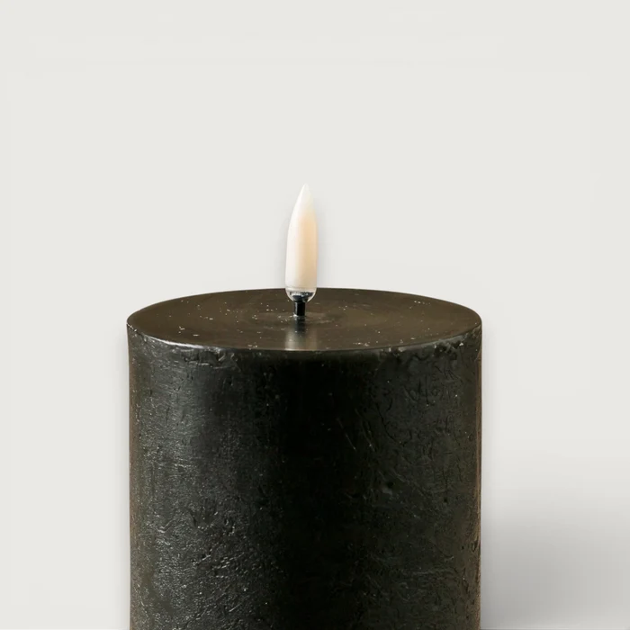 Textured Flameless Candle Black - 3.1" x 6"