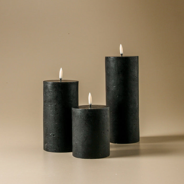 Textured Flameless Candle Black - 3.1" x 6" - Few and Far - Candles