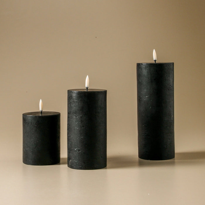 Textured Flameless Candle Black - 3.1" x 6" - Few and Far - Candles