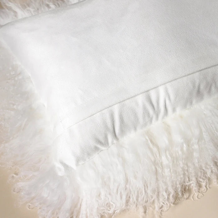 Tibetan Fur Cushion Lumbar 30x50 White - Few and Far - Cushions