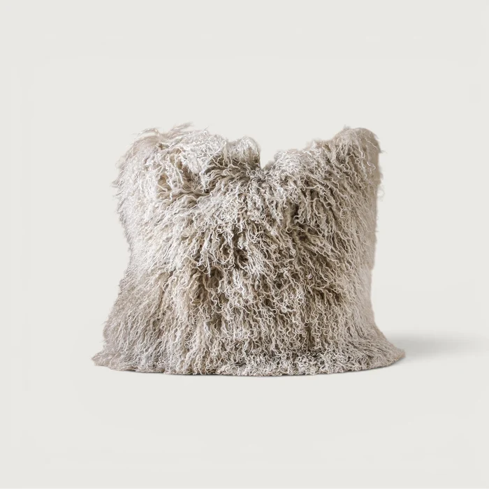 Tibetan Fur Cushion Med 50x50 Grey Snowflake