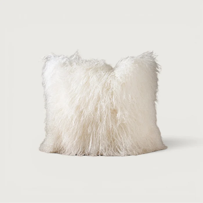 Tibetan Fur Cushion Med 50x50 White