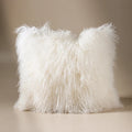 Tibetan Fur Cushion Med 50x50 White - Few and Far - Cushions