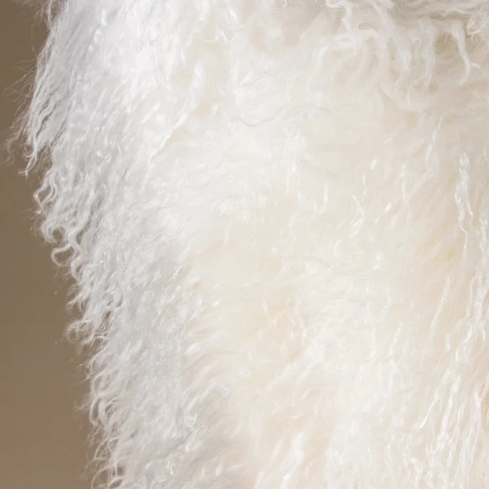 Tibetan Fur Cushion Med 50x50 White - Few and Far - Cushions