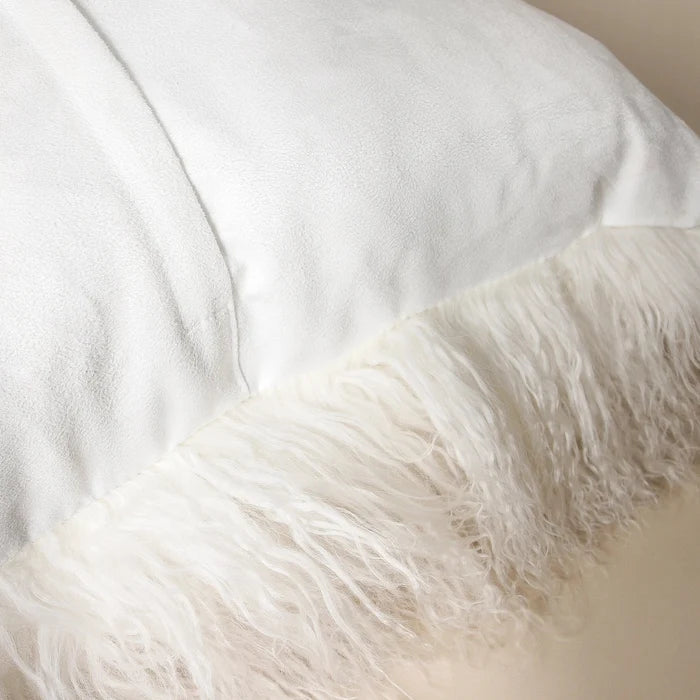 Tibetan Fur Cushion Med 50x50 White - Few and Far - Cushions