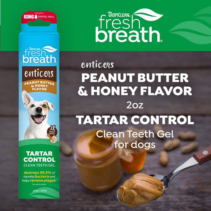 TropiClean Fresh Breath Enticers Peanut Butter & Honey Gel for Dogs, 2oz
