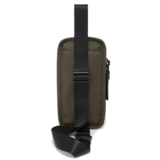 This Alpha 3 Compact Sling Bag Olive Night by TUMI can be patch embossed during purchase.