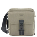 TUMI's Alpha Bravo Brown Junior Cross Body Bag features a slip pocket on the rear.