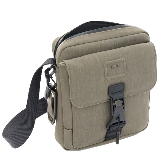 TUMI's Alpha Bravo Brown Junior Cross Body Bag features a key leash.