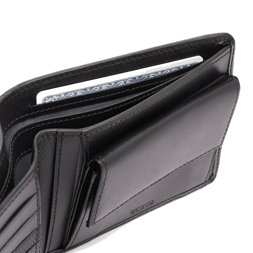 TUMI's Alpha Wallet 4CC with Coin Pocket has be embossed on the inside if you would like to add personalisation.