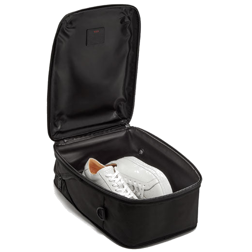 This TUMI Black Alpha 3 Shoe Bag features a leather patch that can be embossed.