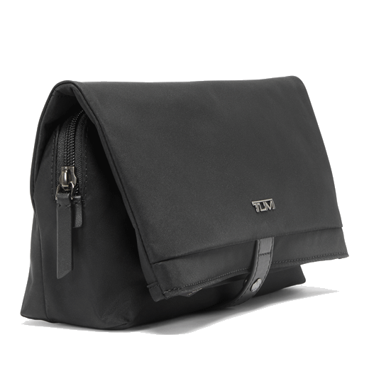 This TUMI Blake Cosmetic Bag in Black and Gunmetal is made with nylon and is great for all your toiletries and essentials.