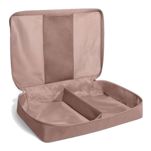 This TUMI Large Packing Cube in Light Mauve is made out of nylon and polyester.