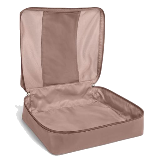 TUMI's Medium Packing Cube in Light Mauve has a dual zip for the main compartment so yo can keep your clothes organised.