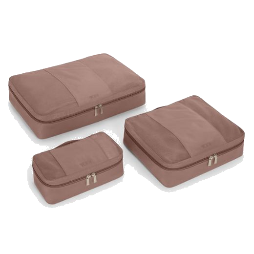 This Medium Packing Cube in Light Mauve by TUMI is available in either the mauve or a black.