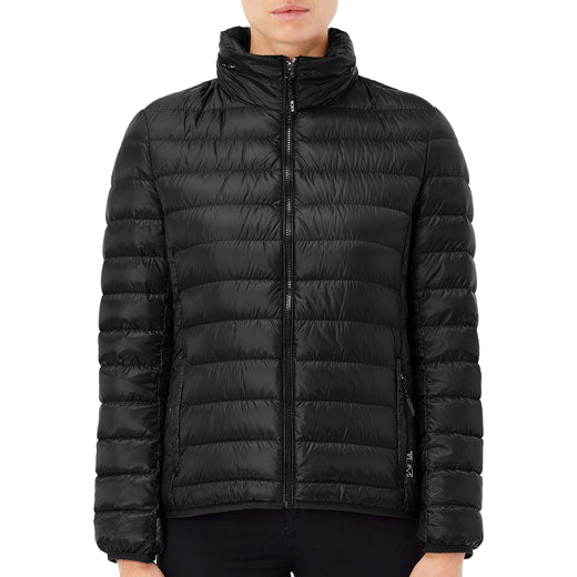 tumipax black charlotte packable travel puffer model front