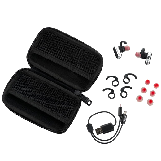 Everything included in the TUMI true wireless earbuds.