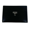 This TUMI black leather card holder comes with the branding on the front.