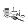 Ultimate Griddle Breakfast Kit. Includes  pancake dispenser, two 4" egg molds, one 8.25" omelet mold, and grub shovel with bottle opener