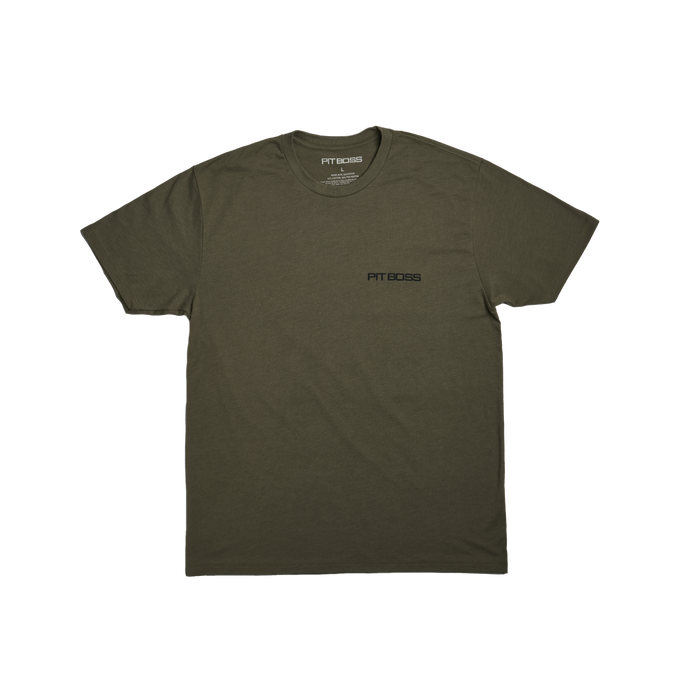 Military Heather Green Vertical Flag Men’s T-Shirt by Pit Boss Grills.