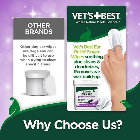 Vet's Best Ear Relief Finger Wipes, 50 ct.