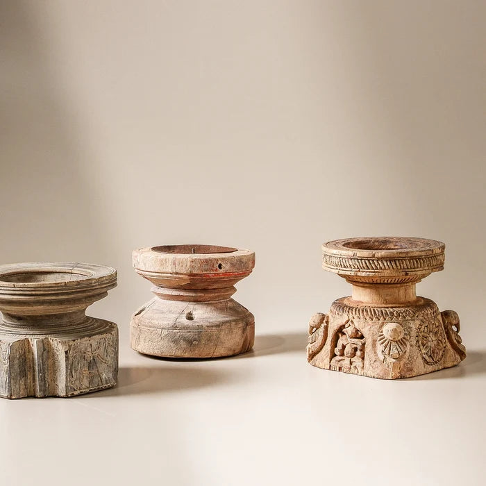 Vintage Indian Bijani Candlestand - Bleached - Few and Far - Decorative Objects