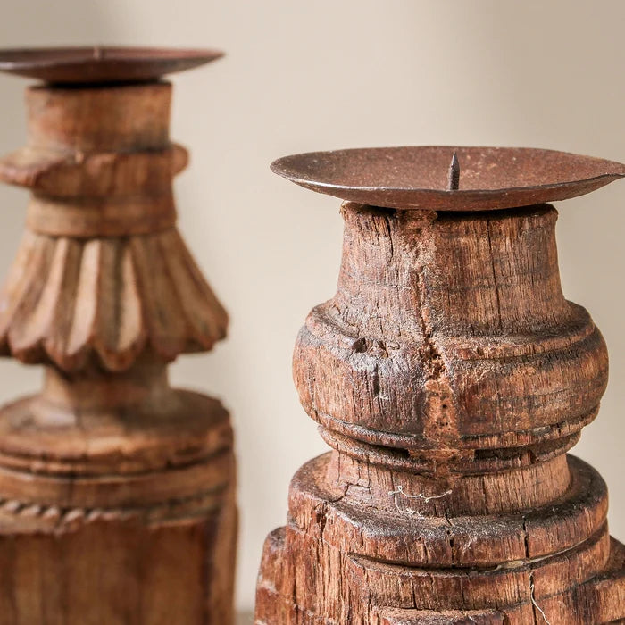 Vintage Indian Carved Candlestand - Few and Far - Decorative Objects