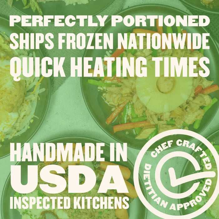 Calorie-controlled weight loss meal with chicken, broccoli, carrots, and brown rice, portion-controlled