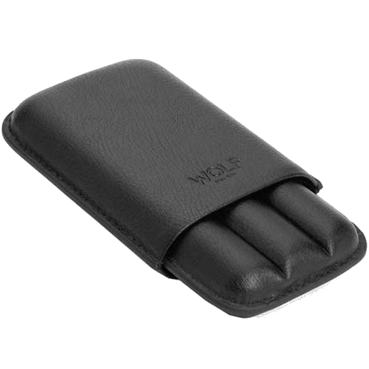 This WOLF Black Blake 3 Cigar Case has been lined with grey ultrasuede.