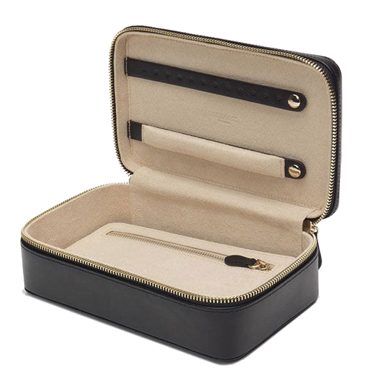 This WOLF 1834 Black Marrakesh Zip Jewellery Case is lined with LusterLoc material.