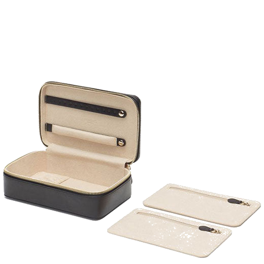 This WOLF 1834 Black Marrakesh Zip Jewellery Case features a removable pouch.