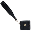 WOLF 1834's Black Mimi Airpod Case with Wristlet is crafted out of soft grain leather.