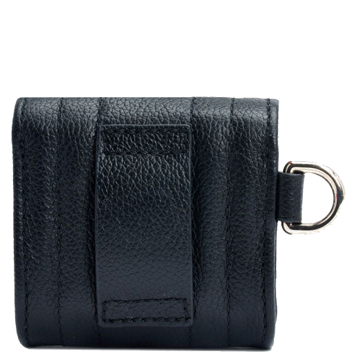 WOLF 1834's Black Mimi Airpod Case with Wristlet is lined with red faux suedette material.